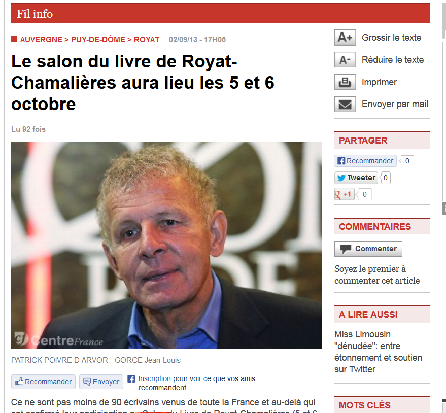 Article La Montagne.com, 2 septembre 2013.